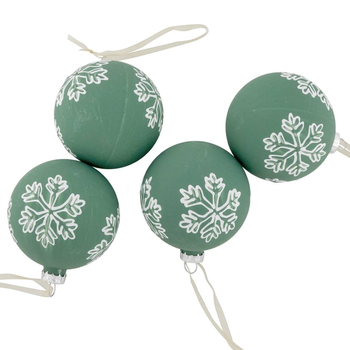 Northlight Seasonal 4ct. White Snowflake Christmas Ball Ornaments