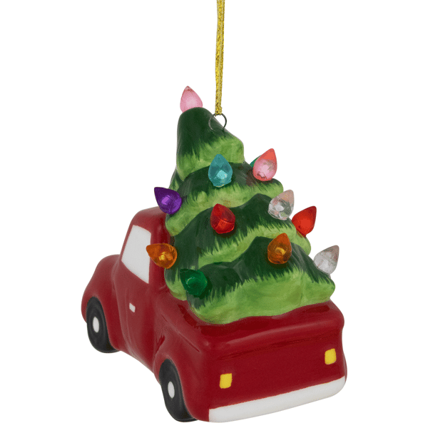 Northlight Lighted Truck with Christmas Tree Ceramic Ornament