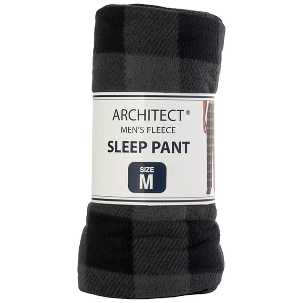 Mens Architect&#174; Plaid Rolled Fleece Sleep Pants - Black/Grey