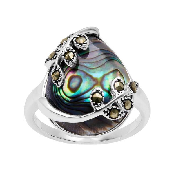 Marsala Fine Silver Plated Paua Shell Vine Ring - image 