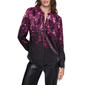 Womens DKNY Long Sleeve Open Neck Falling Petals Blouse - image 1