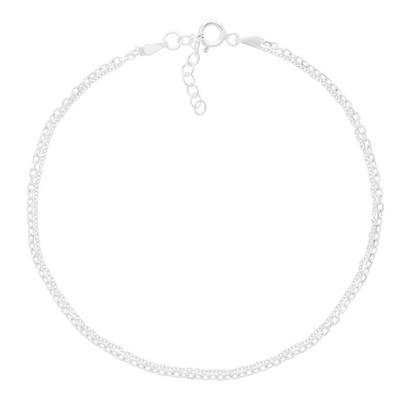 Marsala Sterling Silver Double Strand Cable Chain Anklet - image 
