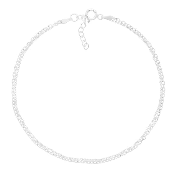 Marsala Sterling Silver Double Strand Cable Chain Anklet - image 