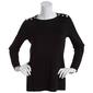 Womens By Design Long Sleeve Pearl Shoulder Trim Sweater - image 1