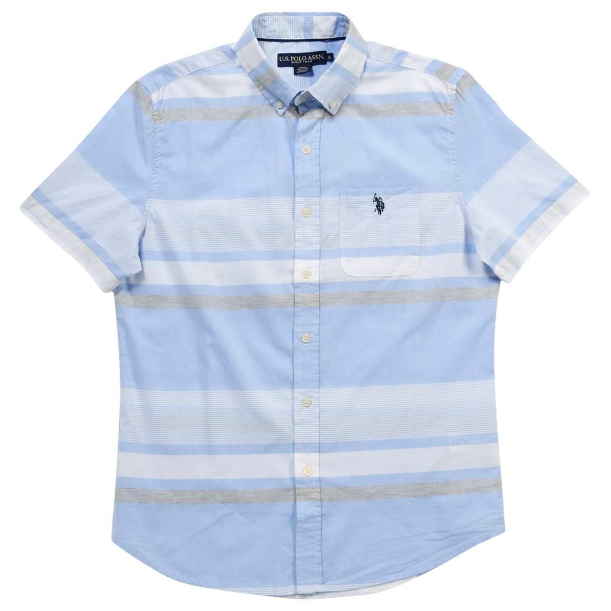 Mens U.S. Polo Assn.® Horizontal Stripe Woven Button Down...
