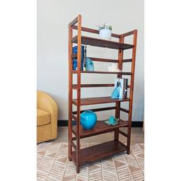 Casual Contemporary Living Solid Acacia 5 Tier Folding Bookcase
