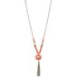 Ruby Rd. Silver-Tone Long Coral Beaded & Coral Shell Pendant - image 1