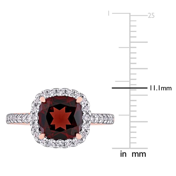 Gemstones Classics™ 10kt. Rose Gold Garnet & Topaz Halo Ring