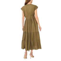 Womens Cece Cap Sleeve V Neck Poplin Fit & Flare Dress