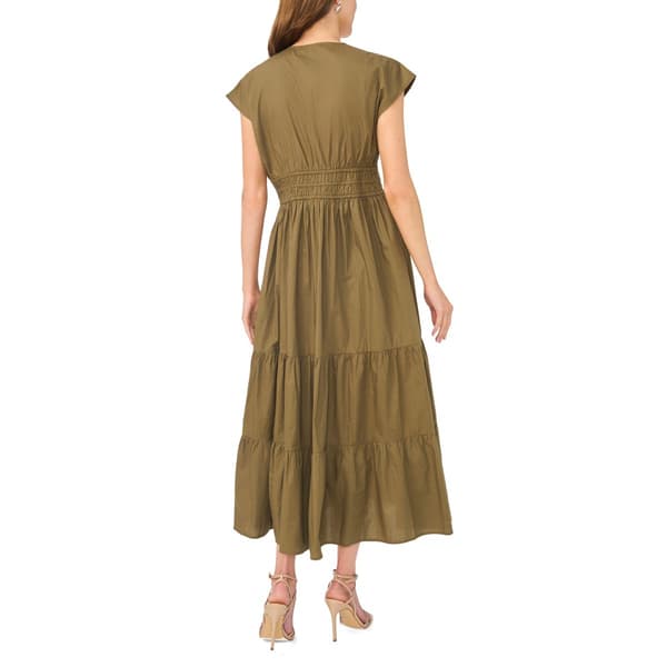 Womens Cece Cap Sleeve V Neck Poplin Fit & Flare Dress