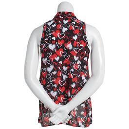 Womens Floral & Ivy Sleeveless Hearts Invert Pleat Blouse