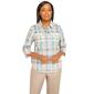 Petite Alfred Dunner Coconut Grove Woven Plaid Burnout Blouse - image 1