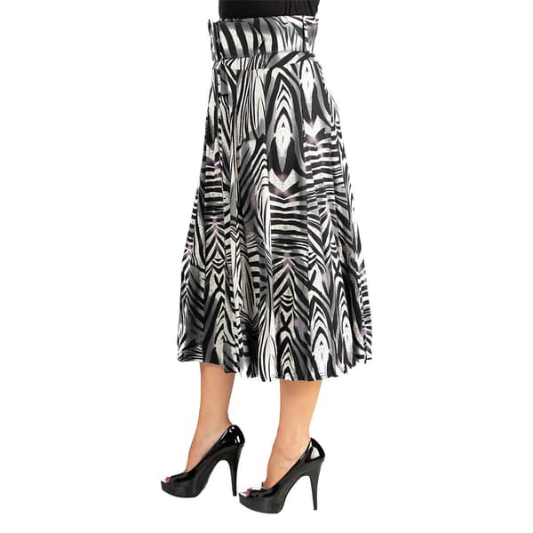 Womens 24/7 Comfort Apparel Midi Length Animal Print Belted Skirt