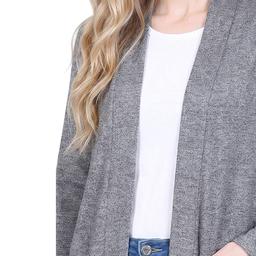 Womens NY Collection Long Sleeve 2 Pocket Solid Brushed Hacchi C