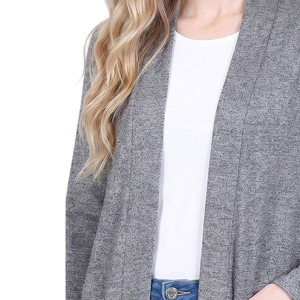 Womens NY Collection Long Sleeve 2 Pocket Solid Brushed Hacchi C