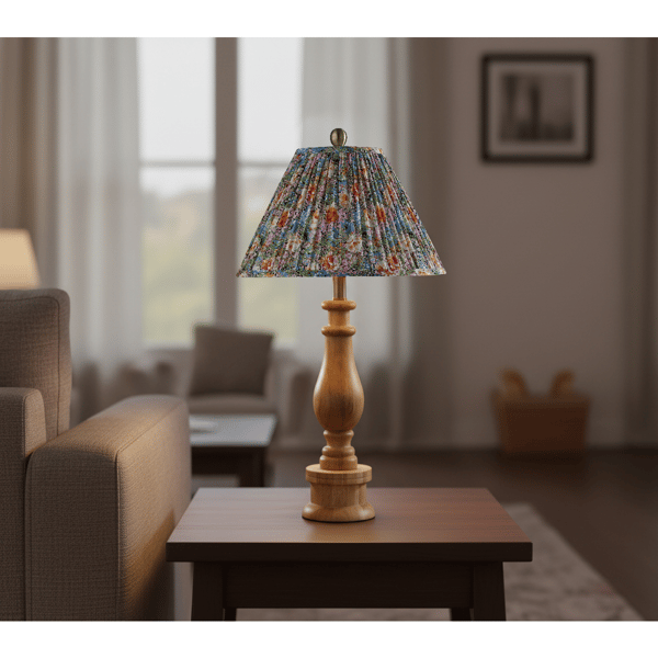 Adesso Faye Tall Table Lamp with Soft Pleated Floral Fabric Shade
