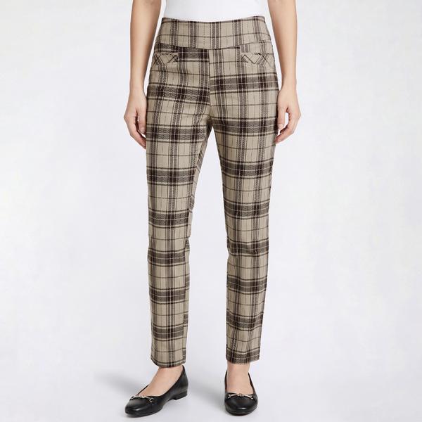 Petite Preswick & Moore(R) Plaid Ankle Pants - String/Iron - image 