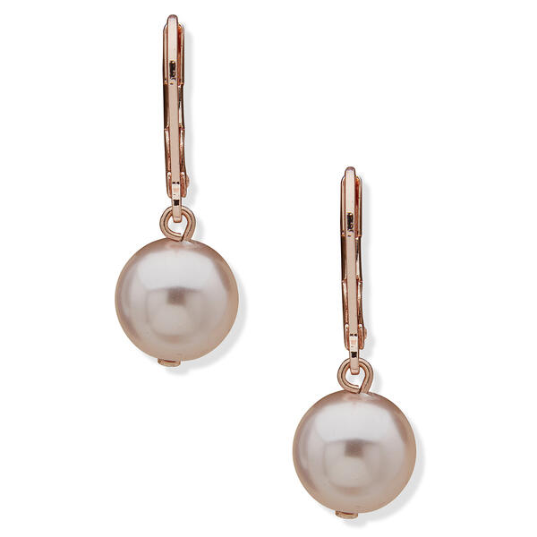You're Invited Rose Gold-Tone Pearl Dangle Earrings - image 