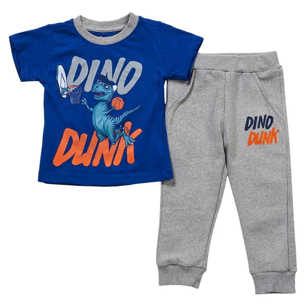 Toddler Boy Little Rebels&#40;R&#41; Dino Dunk Tee & Marled Sweatpants Set - image 