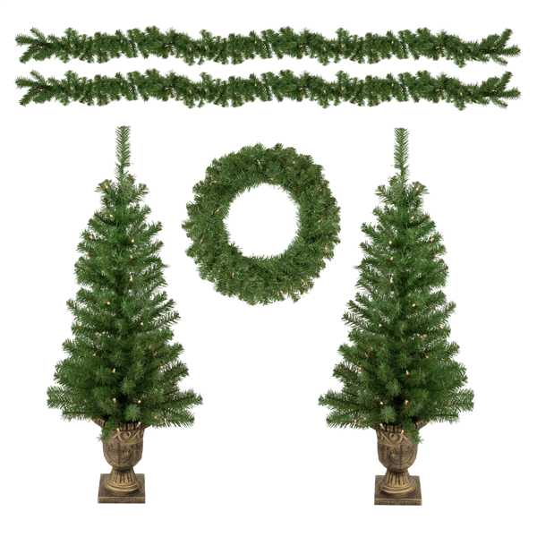 Northlight 5pc. Pre-Lit Wolcott Spruce Christmas Entryway Set - image 