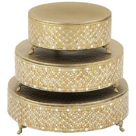 9th & Pike&#40;R&#41; Metal & Glass Mosaic Tiered Cake Stand