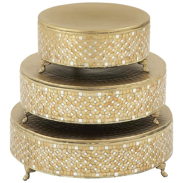 9th & Pike&#40;R&#41; Metal & Glass Mosaic Tiered Cake Stand - image 