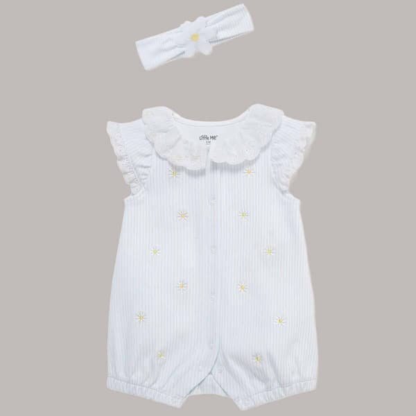 Baby Girl (3-12M) Little Me Daisy Print Romper W/ Headband
