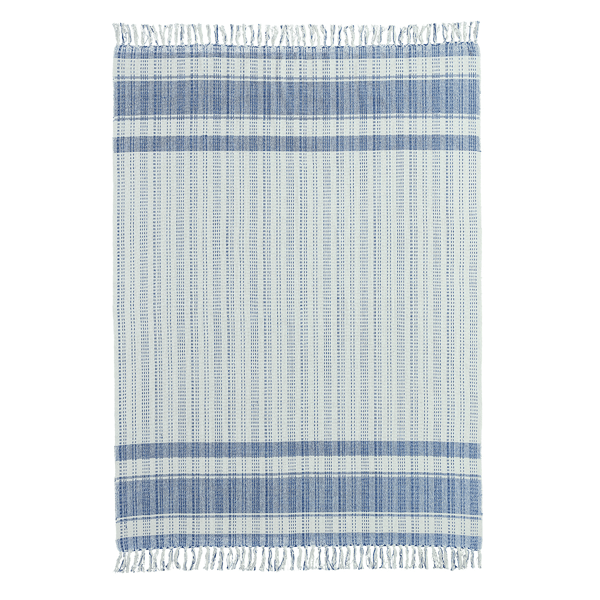 Palm Aire Charleston Blue/White Stripe Cotton Throw Blanket
