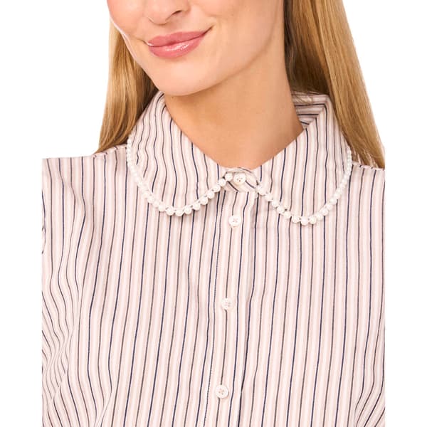 Womens Cece Long Sleeve Stripe Button Down