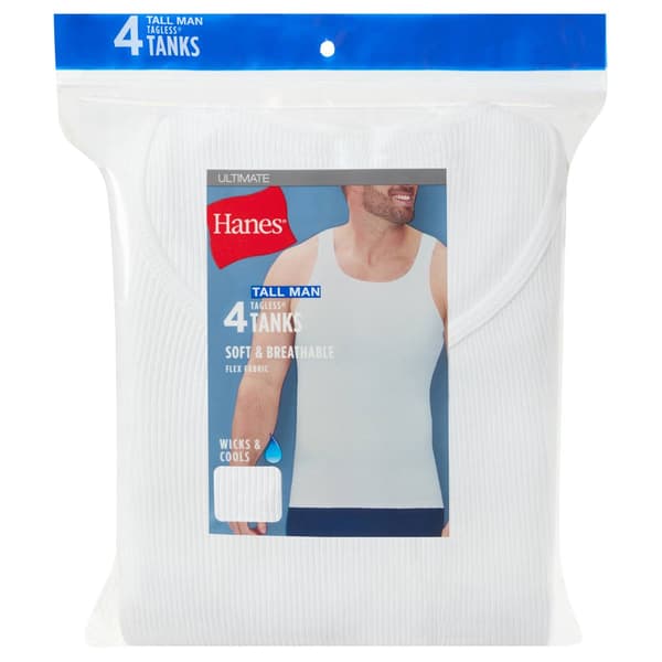 Mens Big & Tall Hanes® Ultimate 4pk. Tank Top - White
