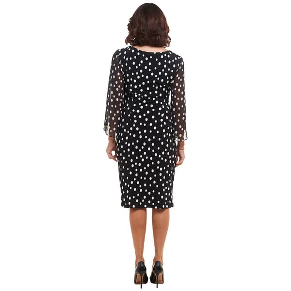 Womens Connected Apparel Sheer Wide Sleeve Dot Dress