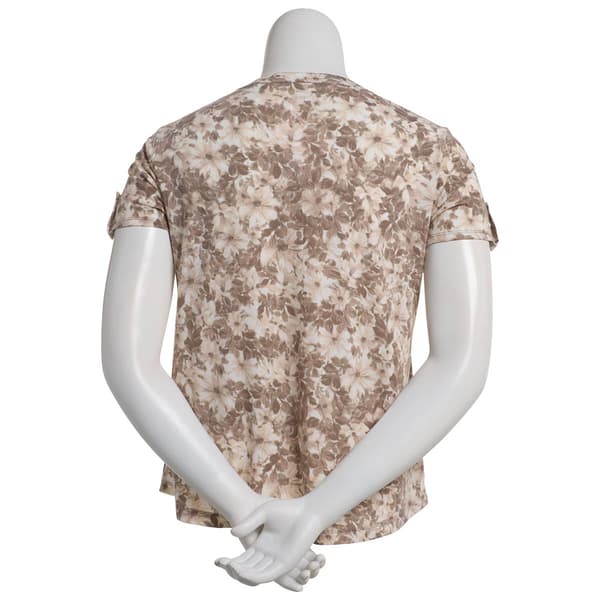 Petite Hasting & Smith Short Roll Cuff Sleeve Blouse - Taupe