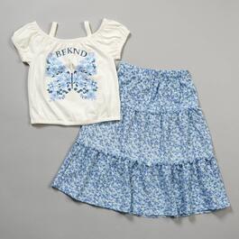Girls &#40;7-16&#41; Sweet Butterfly&#40;R&#41; Be Kind Top & Tiered Midi Skirt Set