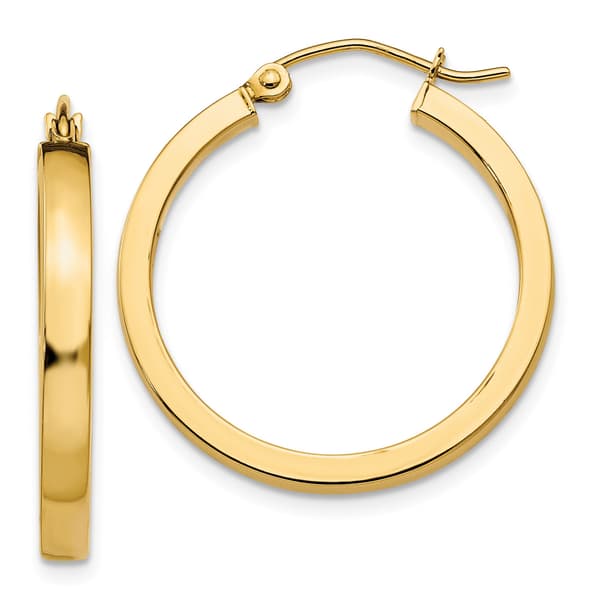 Gold Classics&#40;tm&#41; 14kt. Gold 2x3mm Square Tube Hoop Earrings - image 