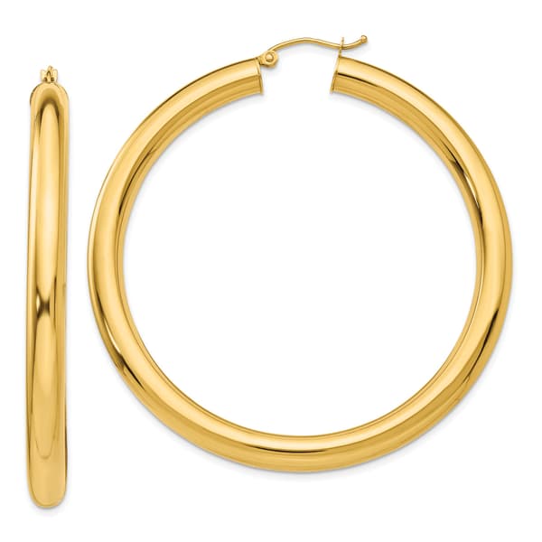 Gold Classics(tm) 14kt. Polished Gold 5mm Tube Hoop Earrings - image 