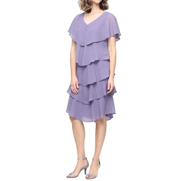 Petite SLNY Beaded Shoulder Tiered Capelet - image 