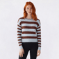 Juniors Heart N Crush Cuddle Stripe Cable Pullover Sweater - image 1