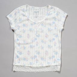 Girls (7-16) Aeropostale Short Sleeve Floral Henley Pointelle Top