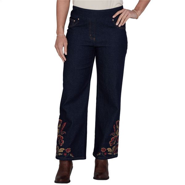 Petite Ruby Rd. English Countryside Embroidered Hem Jeans