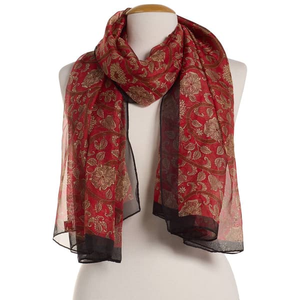 Womens Renshun Paisley Oblong Scarf - Red
