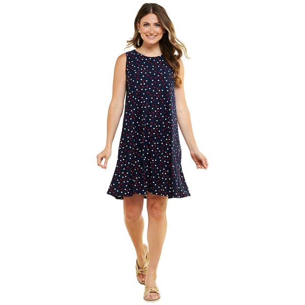 Womens Harlow & Rose Sleeveless Americana Polka Dots Dress