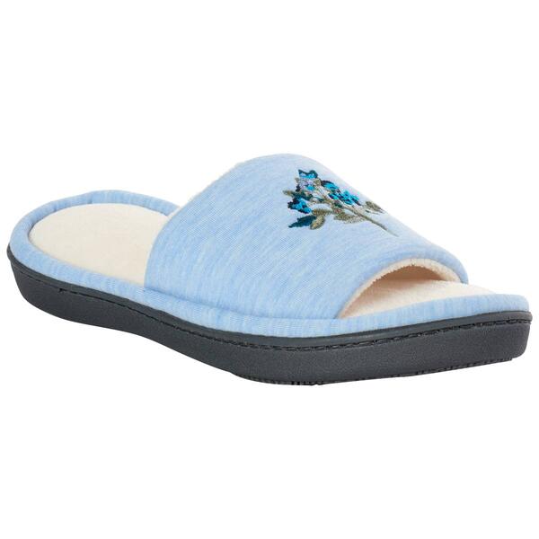 Womens Isotoner Floral Embroidered Slide Slippers - image 