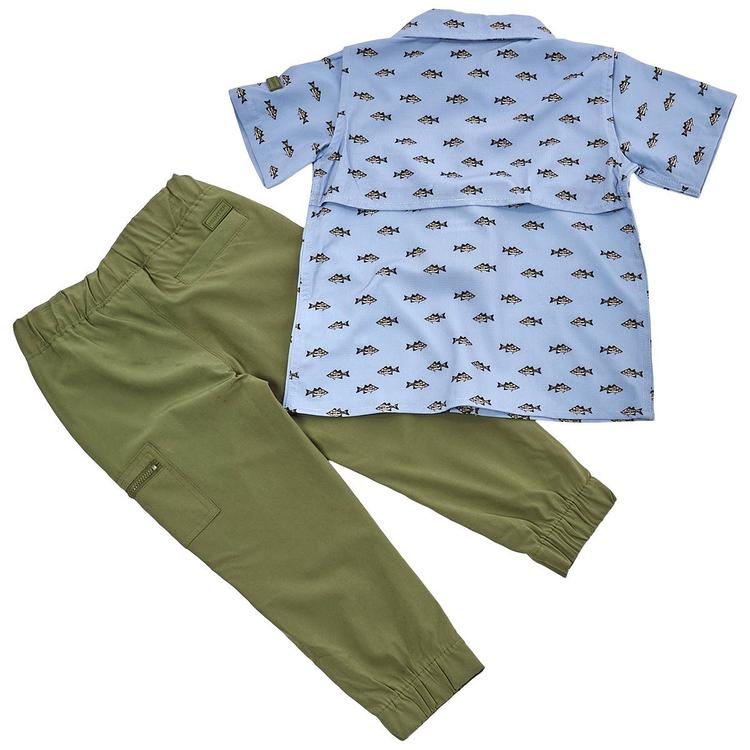 Toddler Boy Hunter Fish Button Down And Cargo Pants Set