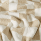 Truly Soft Cozy Checkerboard Beige Reversible Throw - image 8