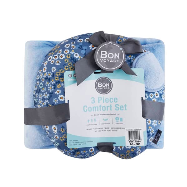 Bon Voyage 3pc. Floral Print Comfort Travel Kit