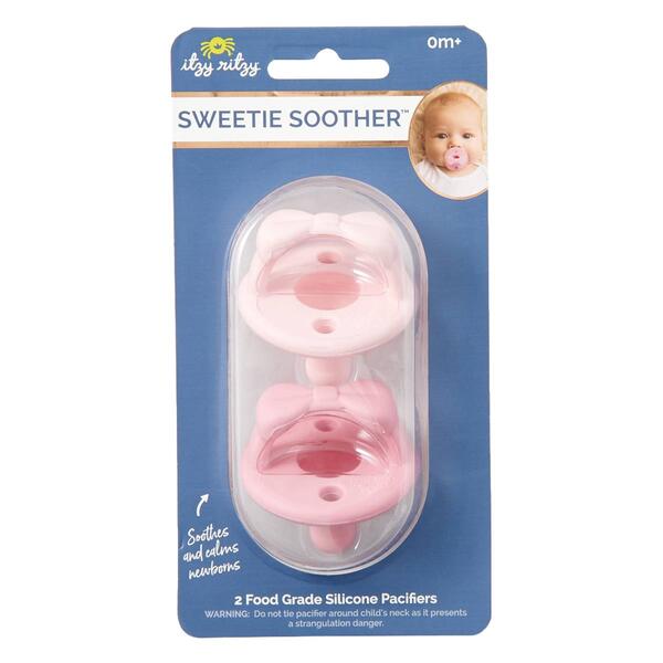Baby Girl Itzy Ritzy Sweetie Soother&#40;tm&#41; 2pk. Bow Pacifiers - image 