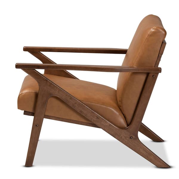 Baxton Studio Bianca Modern Wood & Leather Effect Lounge Chair
