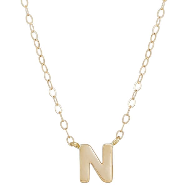 Gold Classics(tm) Yellow Gold Polished N Initial Pendant Necklace - image 