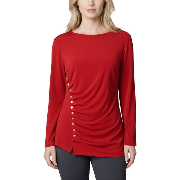 Womens NY Collection Long Sleeve Ruched Side Blouse - image 