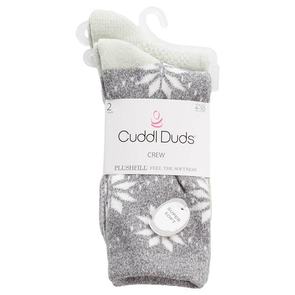 Womens Cuddl Duds(R) 2Pk Fairisle/Twist Cable Crew Sock - image 